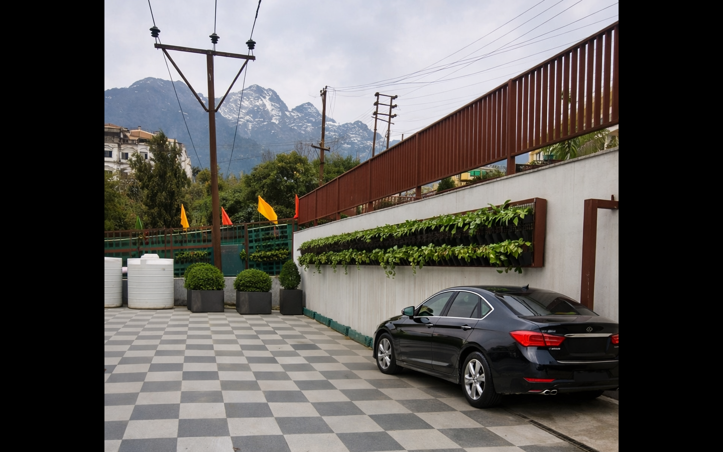 Parking area mountain side view